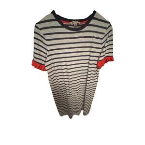 Boden Womens Striped Short Sleeve Dress With Ruffle‎ Trim